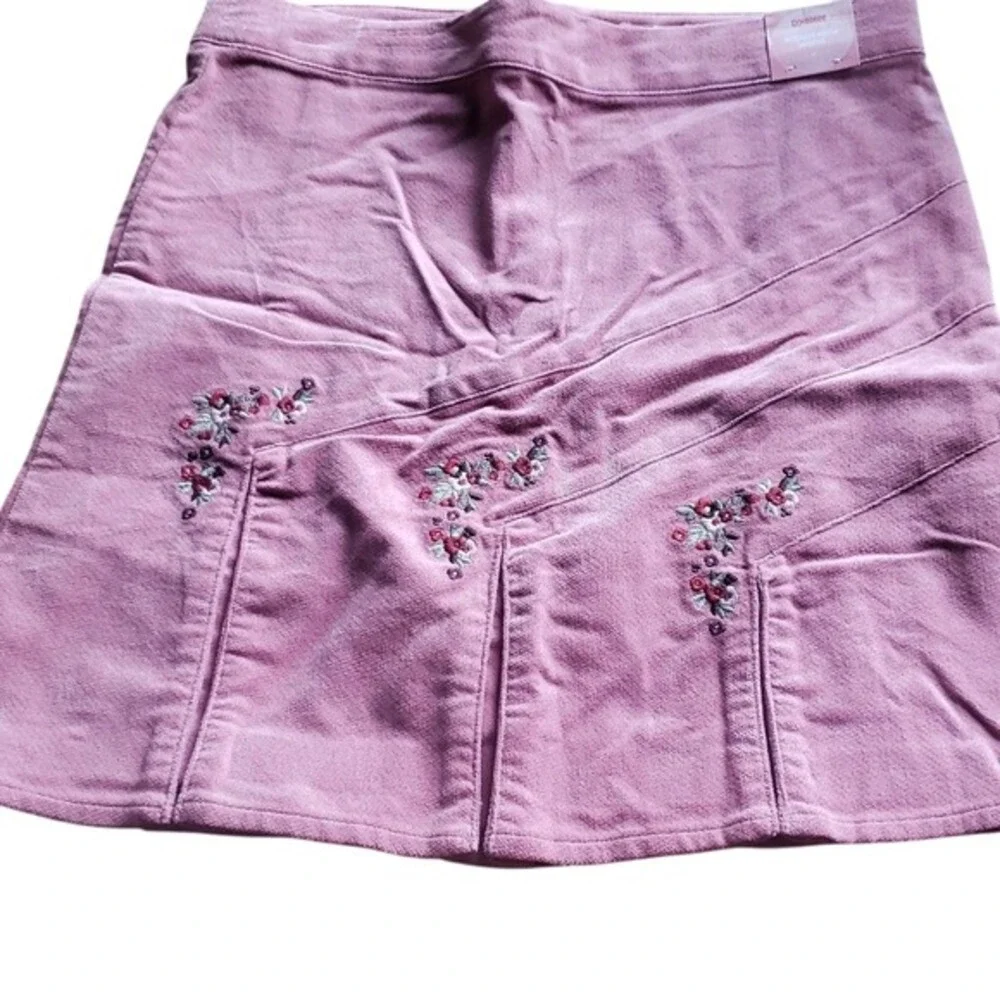 Gymboree Girls Pink Corduroy Floral Embroidered Adj Waist Skirt Size 9‎ NWT